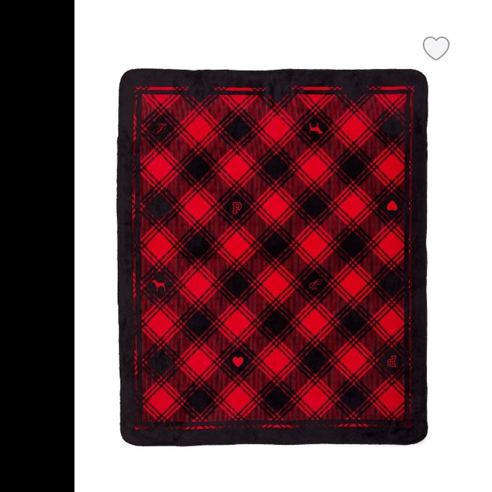 VS PINK Plaid Red and Black Throw Blanket